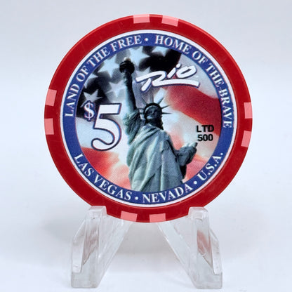 Rio Las Vegas Nevada 2003 'Land Of The Free' LE $5 Casino Chip E2269
