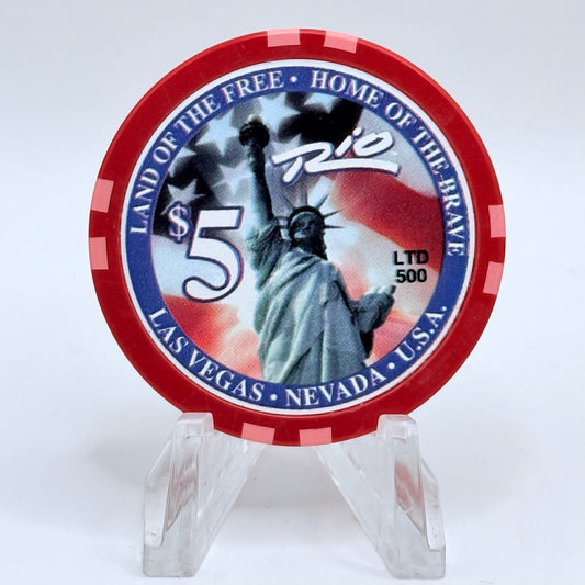 Rio Las Vegas Nevada 2003 'Land Of The Free' LE $5 Casino Chip E2269