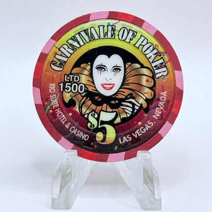 Rio Las Vegas Nevada 1998 'Carnivale Of Poker' LE $5 Casino Chip V1404