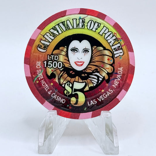 Rio Las Vegas Nevada 1998 'Carnivale Of Poker' LE $5 Casino Chip V1404