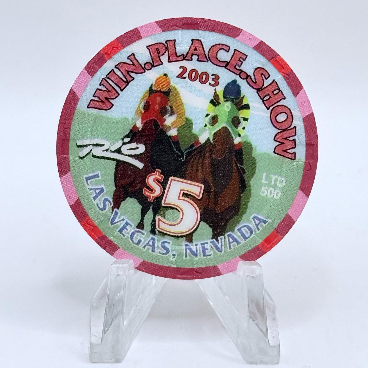 Rio Las Vegas Nevada 2003 'Win, Place, Show' LE $5 Casino Chip E2302