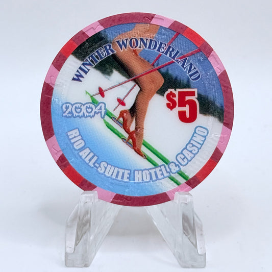 Rio Las Vegas Nevada 2004 'Winter Wonderland' LE $5 Casino Chip E4051
