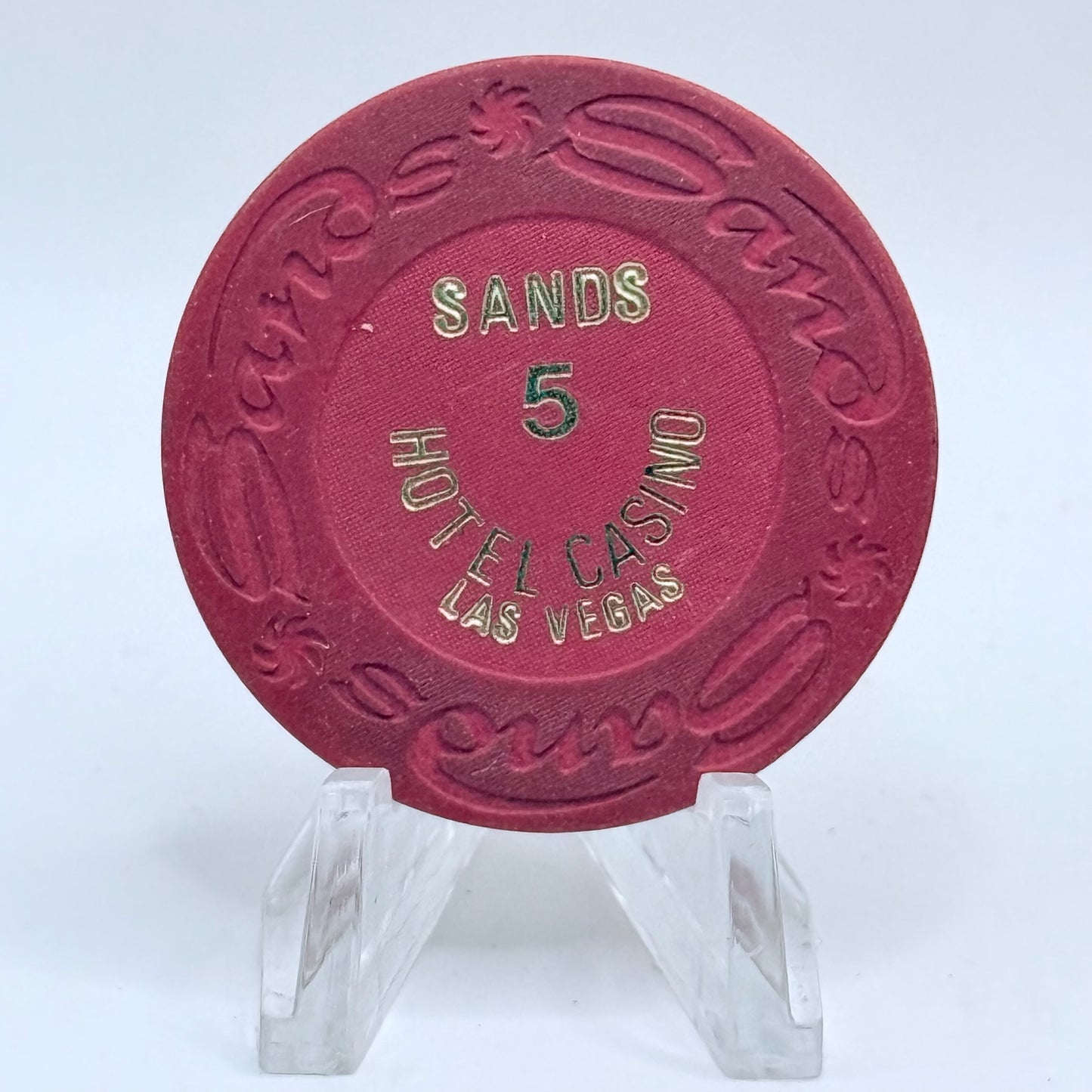 Sands Las Vegas Nevada 1980s Series 10 $5 NCV Casino Chip N9048