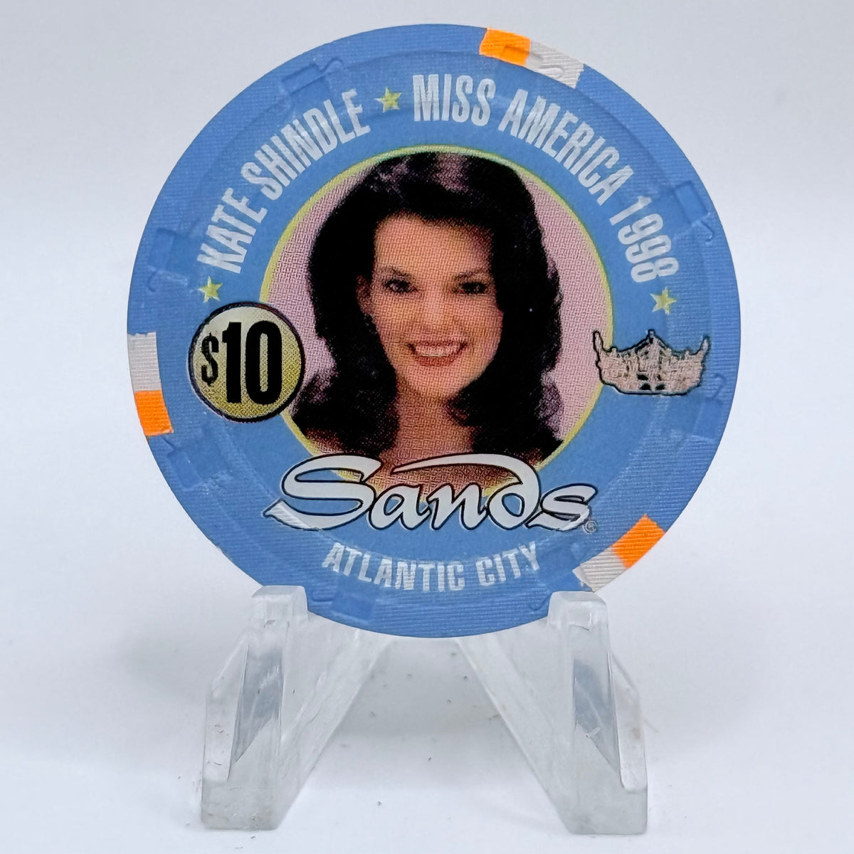 Sands Atlantic City New Jersey 1998 'Miss America' LE $10 Casino Chip