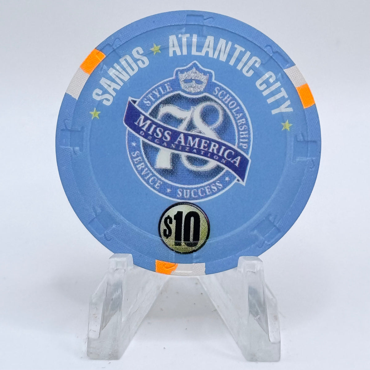 Sands Atlantic City New Jersey 1998 'Miss America' LE $10 Casino Chip