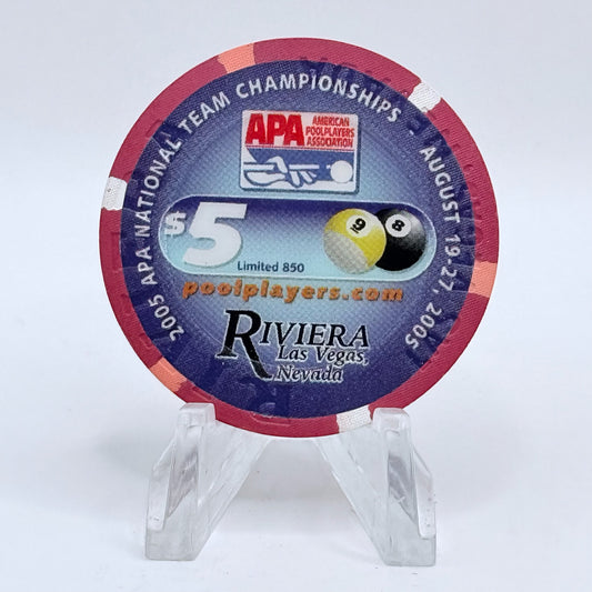 Riviera Las Vegas Nevada 2006 'Apa Pool Tourney' LE $5 Casino Chip E4577