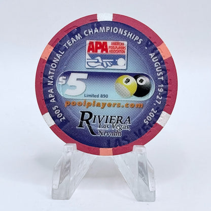 Riviera Las Vegas Nevada 2006 'Apa Pool Tourney' LE $5 Casino Chip E4577