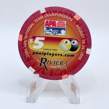 Riviera Las Vegas Nevada 2006 'Apa Pool Tourney' LE $5 Casino Chip E5441