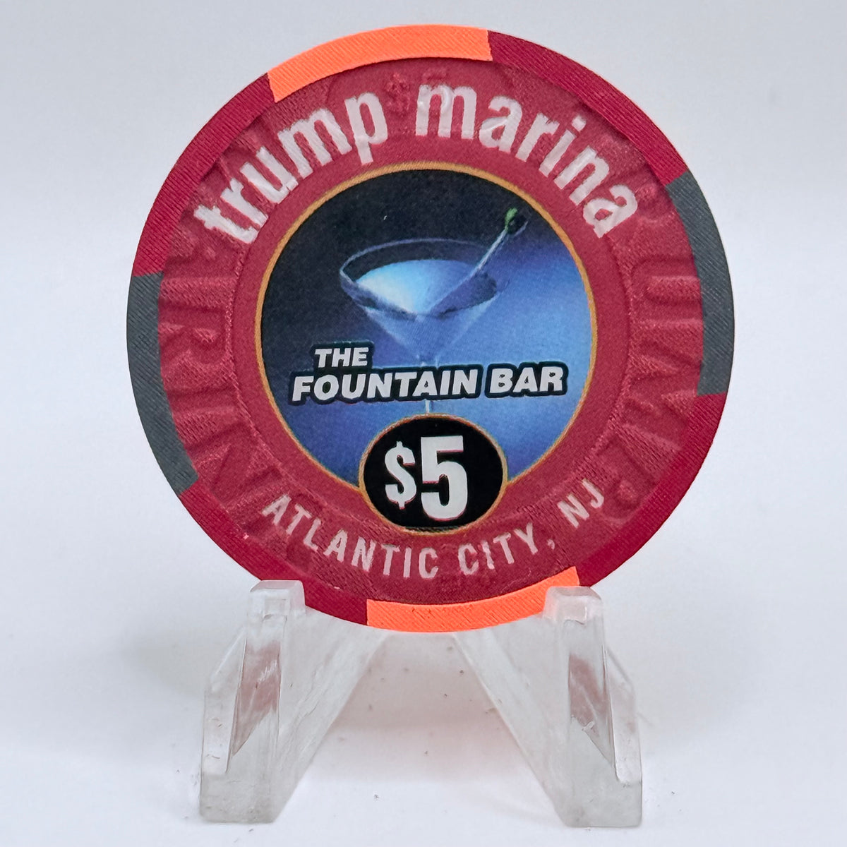 Trump Marina Huron Avenue Brigantine Blvd 'The Fountain Bar' LE $5 Casino Chip