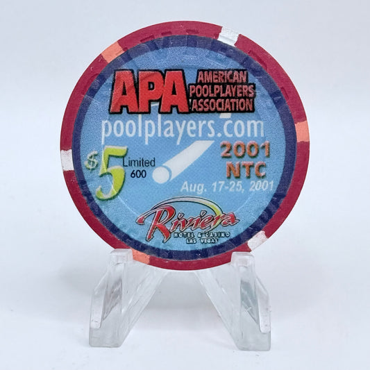 Riviera Las Vegas Nevada 2001 'Apa Pool Tourney' LE $5 Casino Chip V9637