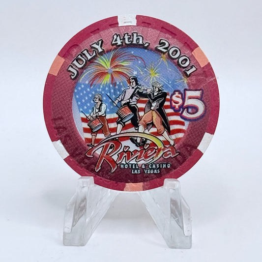 Riviera Las Vegas Nevada 2001 'July 4th' LE $5 Casino Chip V9645