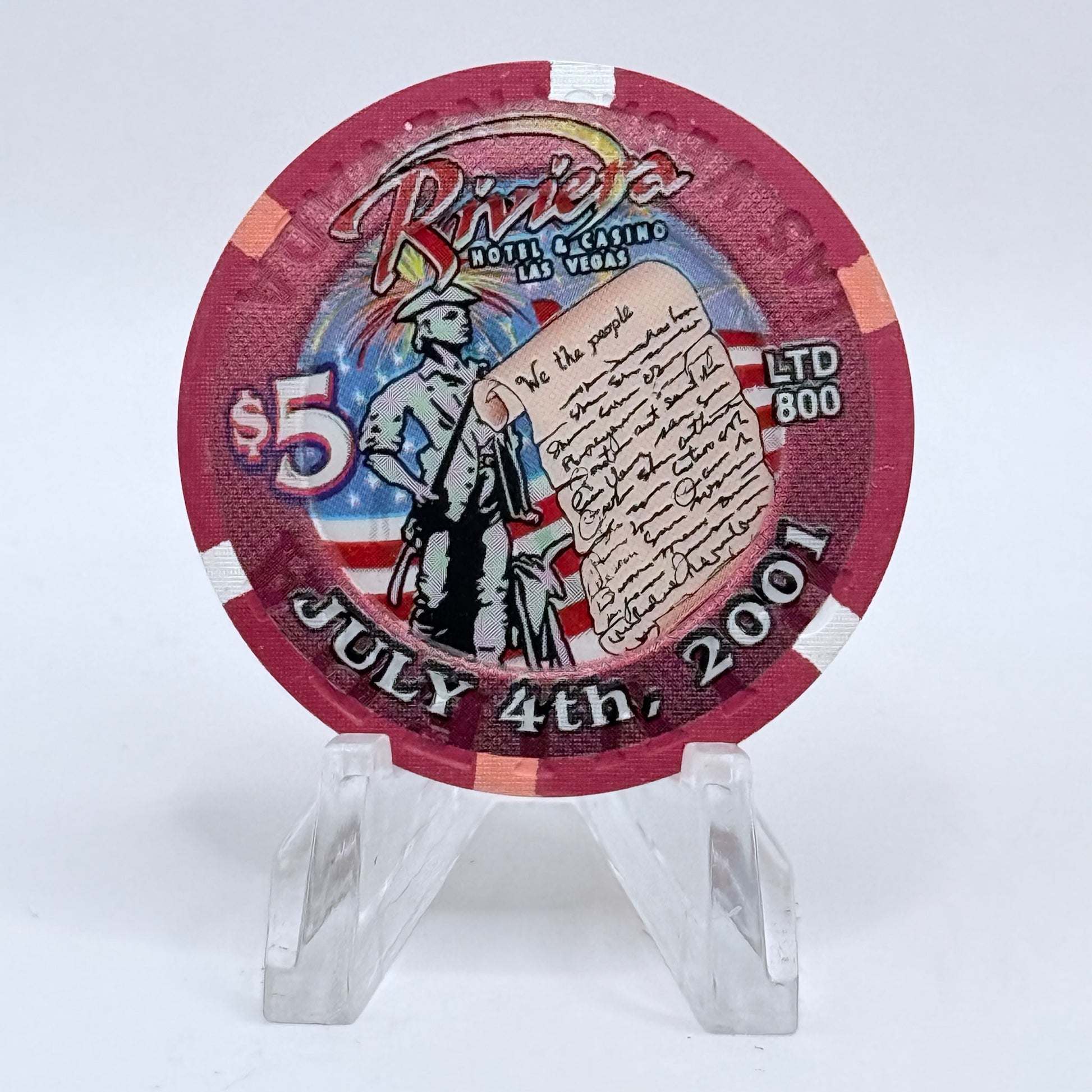Riviera Las Vegas Nevada 2001 'July 4th' LE $5 Casino Chip V9645