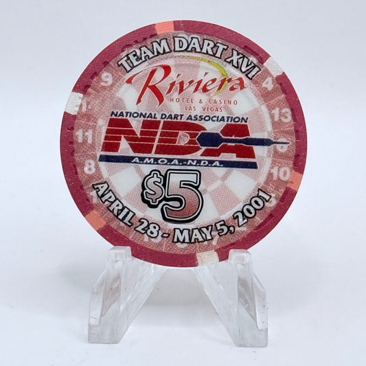 Riviera Las Vegas Nevada 2001 'National Darts Association XVI' LE $5 Casino Chip V6575