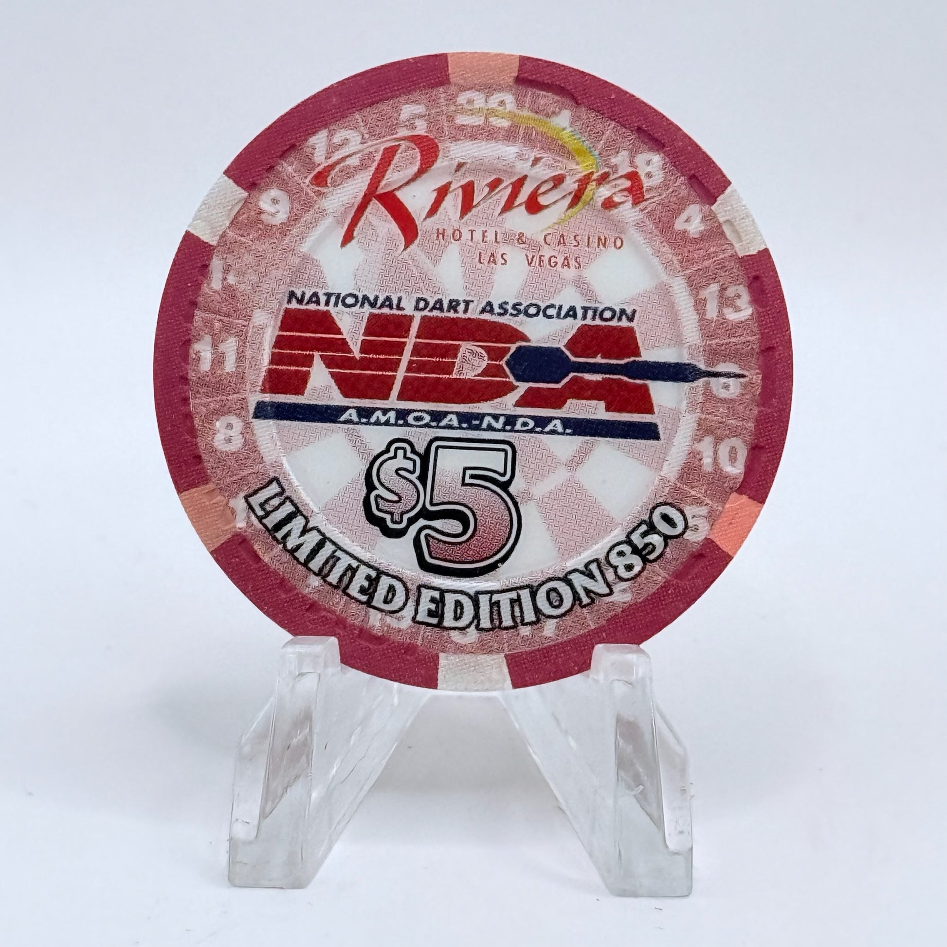 Riviera Las Vegas Nevada 2001 'National Darts Association XVI' LE $5 Casino Chip V6575