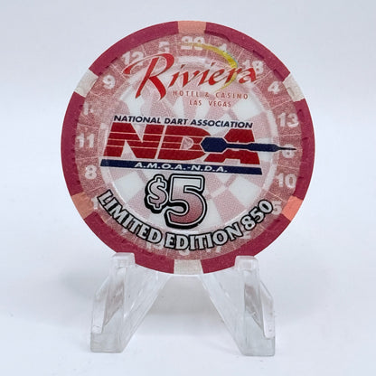 Riviera Las Vegas Nevada 2001 'National Darts Association XVI' LE $5 Casino Chip V6575
