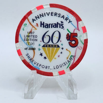 Harrah's - Shreveport Shreveport Louisiana 1997 '60th Anniversary' LE $5 Casino Chip