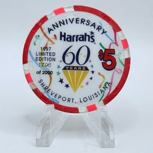 Harrah's - Shreveport Shreveport Louisiana 1997 '60th Anniversary' LE $5 Casino Chip