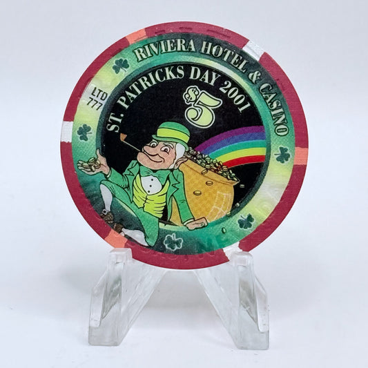 Riviera Las Vegas Nevada 2001 'St. Patrick's Day' LE $5 Casino Chip V6594