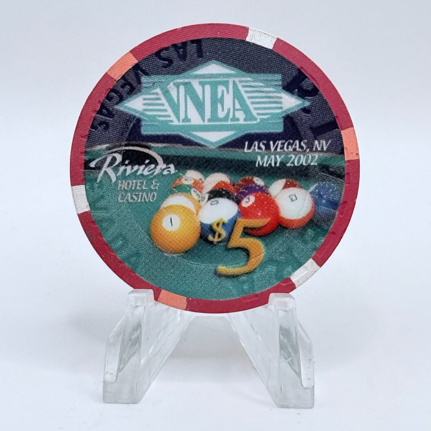 Riviera Las Vegas Nevada 2002 'VNEA Pool Tournament' LE $5 Casino Chip V9654