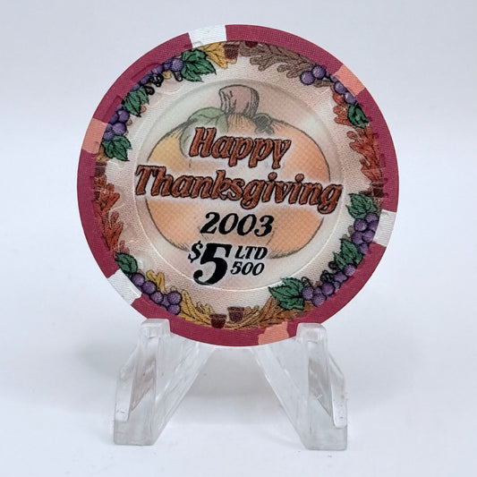 Riviera Las Vegas Nevada 2003 'Happy Thanksgiving' LE $5 Casino Chip E2385