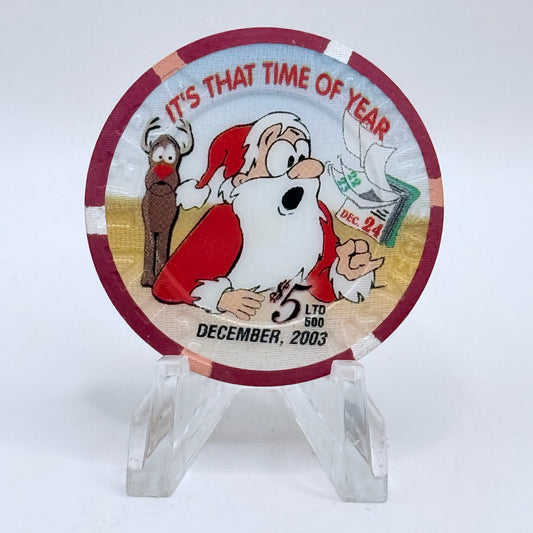 Riviera Las Vegas Nevada 2003 'It's That Time Of Year...for Holiday Cheer' LE $5 Casino Chip E2380