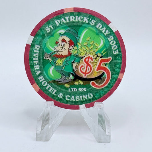 Riviera Las Vegas Nevada 2003 'St. Patrick's Day' LE $5 Casino Chip E2394