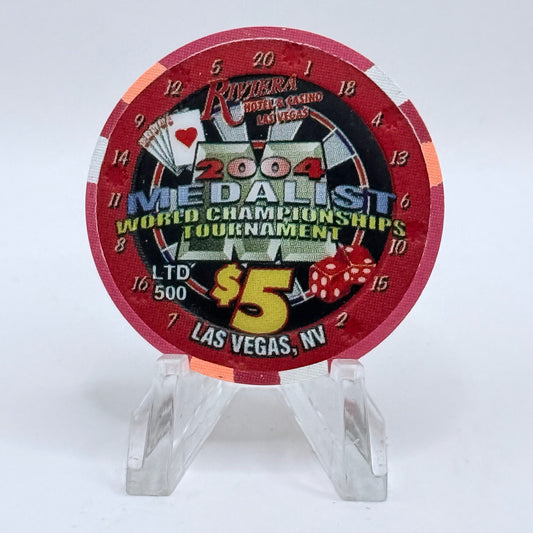 Riviera Las Vegas Nevada 2004 'Medalist Tournament' LE $5 Casino Chip E3596