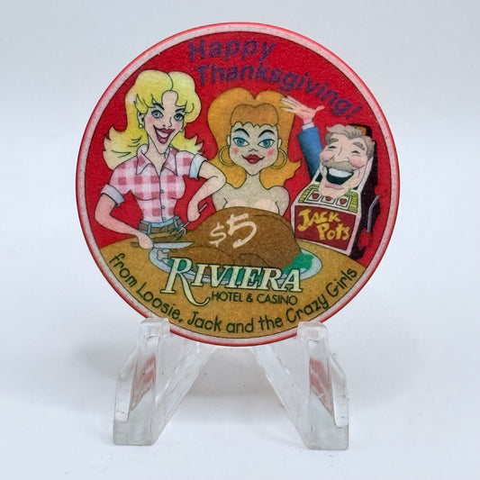 Riviera Las Vegas Nevada 1999 'Happy Thanksgiving' LE $5 Casino Chip V5390
