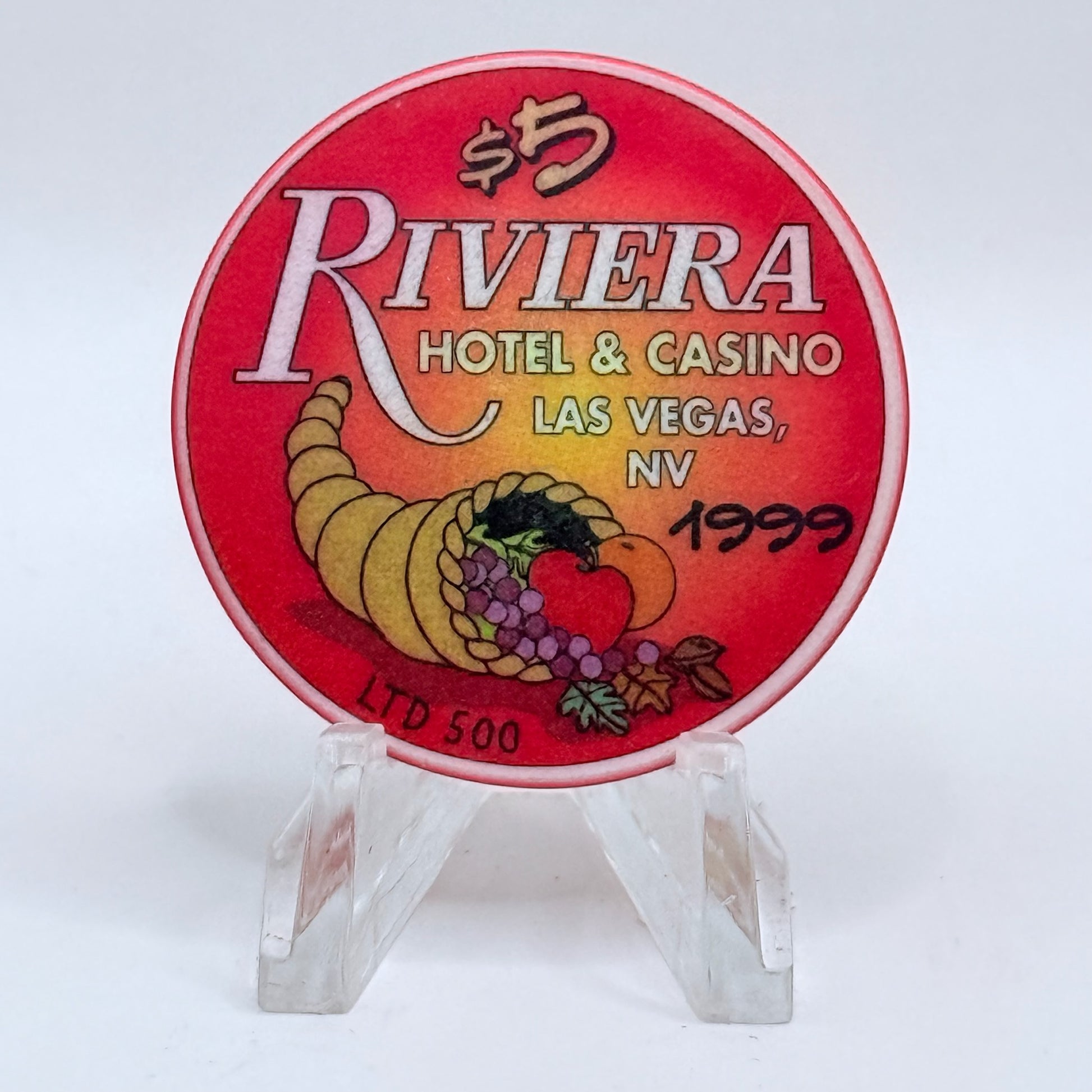 Riviera Las Vegas Nevada 1999 'Happy Thanksgiving' LE $5 Casino Chip V5390