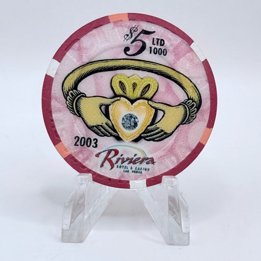 Riviera Las Vegas Nevada 2003 'We Tied The Knot' LE $5 Casino Chip E2399