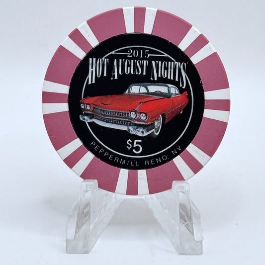 Peppermill Reno Nevada 2015 'Hot August Nights' LE $5 Casino Chip D2149