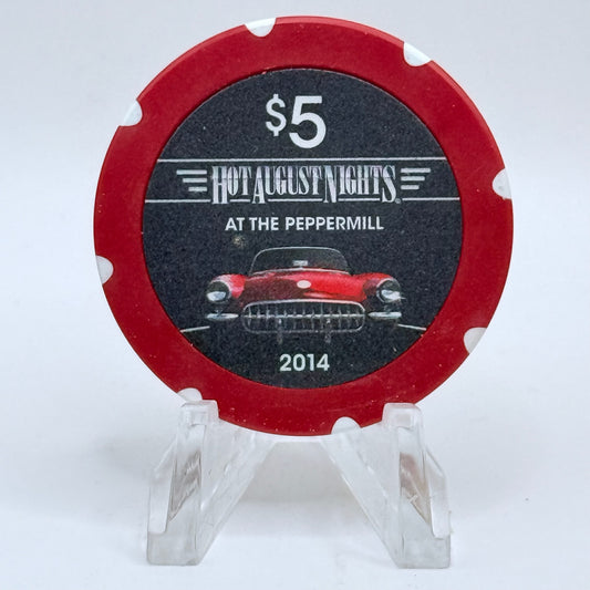 Peppermill Reno Nevada 2014 'Hot August Nights' LE $5 Casino Chip D1648