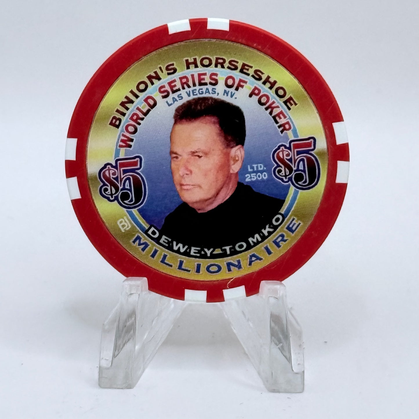 Horseshoe Club (Binion's) Las Vegas Nevada 'Dewey Tomko' Series 17 LE $5 Casino Chip V9095