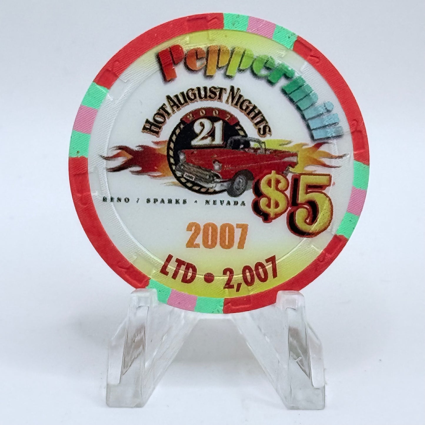 Peppermill Reno Nevada 2007 'Hot August Nights' LE $5 Casino Chip E6460