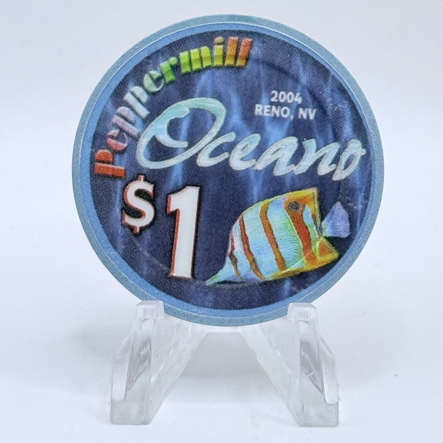Peppermill Reno Nevada 2004 'Oceano' $1 Casino Chip E4082