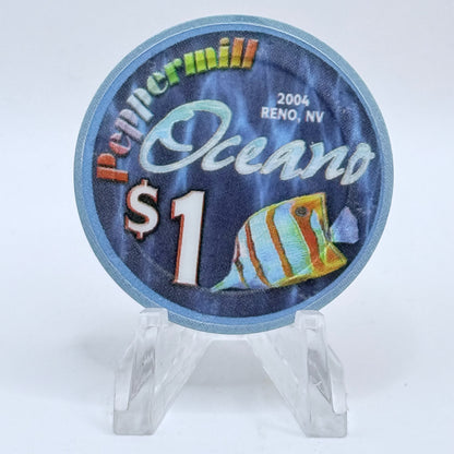 Peppermill Reno Nevada 2004 'Oceano' $1 Casino Chip E4082
