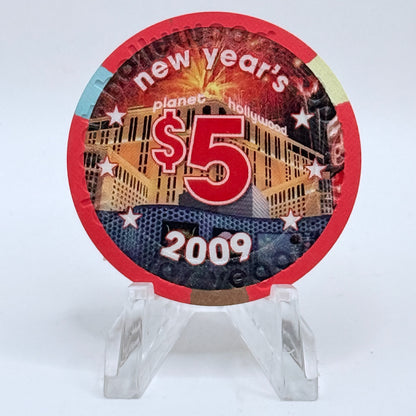 Planet Hollywood Las Vegas Nevada 2009 'New Year's' LE $5 Casino Chip E8223