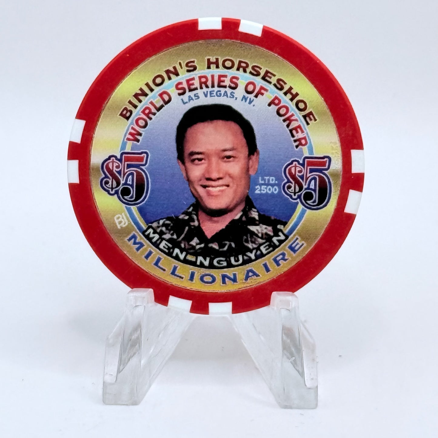 Horseshoe Club (Binion's) Las Vegas Nevada 2002 'Men Nguyen' Series 17 LE $5 Casino Chip V9091