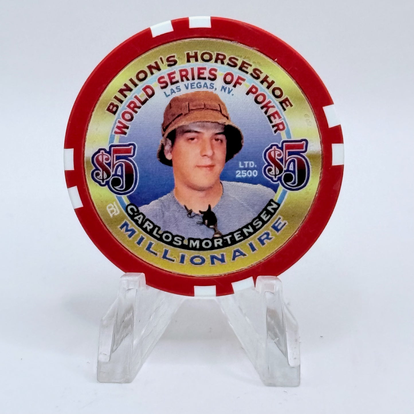 Horseshoe Club (Binion's) Las Vegas Nevada 2002 'Carlos Mortenson' Series 17 LE $5 Casino Chip V9090