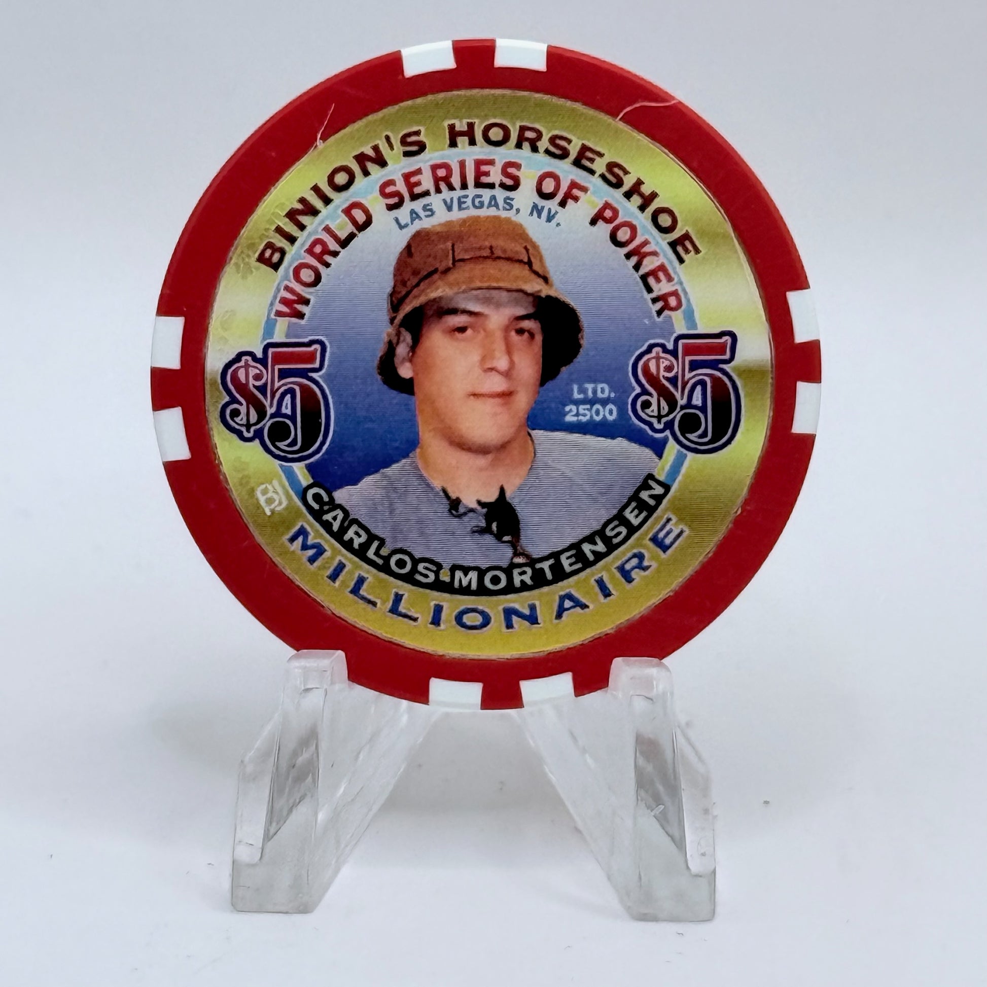 Horseshoe Club (Binion's) Las Vegas Nevada 2002 'Carlos Mortenson' Series 17 LE $5 Casino Chip V9090