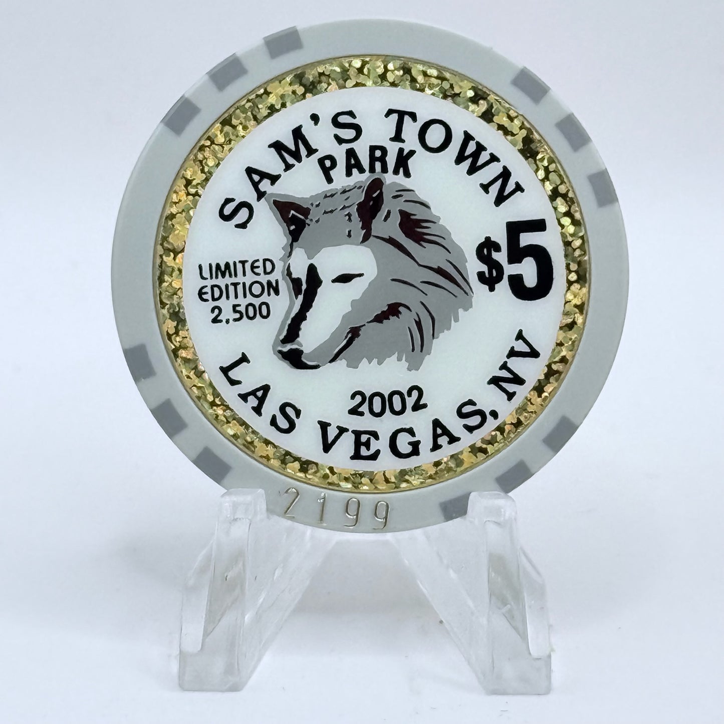 Sam's Town Las Vegas Nevada 2002 'Black Wolf' LE $5 Casino Chip E2435
