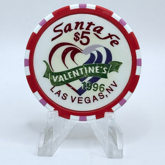 Santa Fe Las Vegas Nevada 1996 '5th Anniversary - Valentines Day' LE $5 Casino Chip N7922