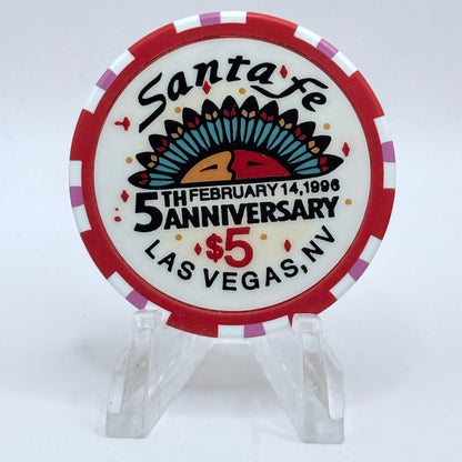 Santa Fe Las Vegas Nevada 1996 '5th Anniversary - Valentines Day' LE $5 Casino Chip N7922
