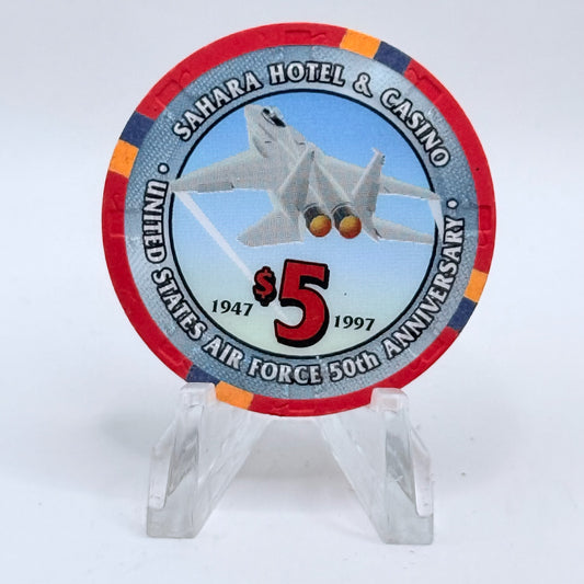 Sahara Las Vegas Nevada 1997 'Air Force 50th Anniversary' LE $5 Casino Chip V1452