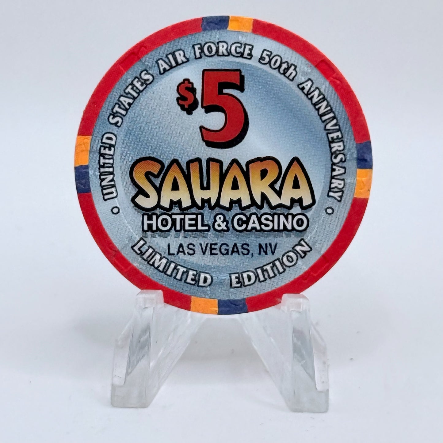 Sahara Las Vegas Nevada 1997 'Air Force 50th Anniversary' LE $5 Casino Chip V1452