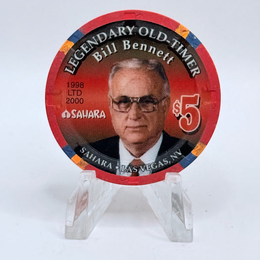 Sahara Las Vegas Nevada 1998 'Old-timer Bill Bennett' LE $5 Casino Chip V3347