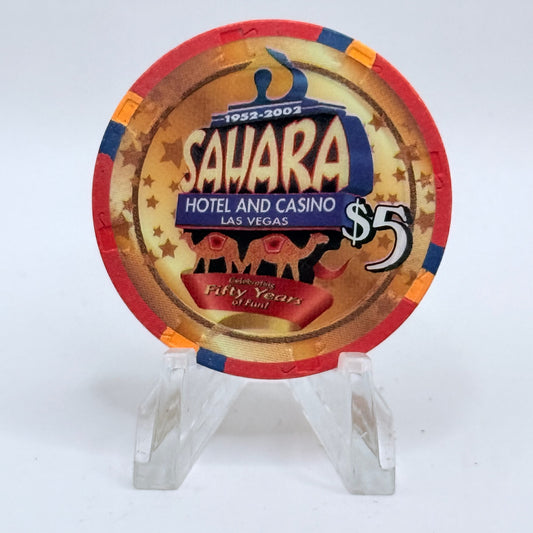 Sahara Las Vegas Nevada 2002 'Golden Anniversary' LE $5 Casino Chip V9681