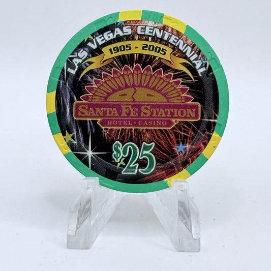 Santa Fe Station Las Vegas Nevada 2005 'Las Vegas Centennial' LE $25 Casino Chip E4366