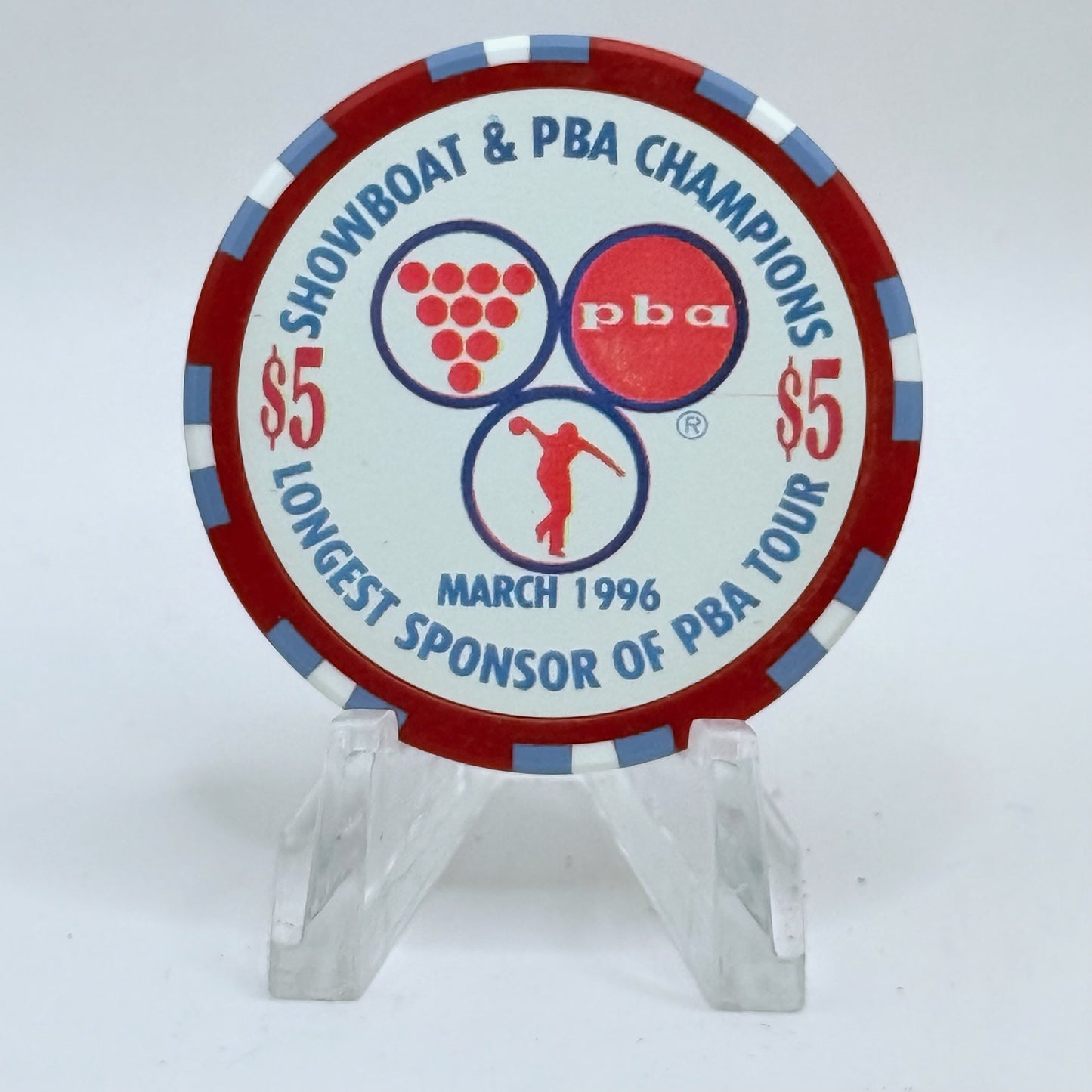 Showboat Las Vegas Nevada 1996 'Pba Bowler, Mark Roth' LE $5 Casino Chip N9074