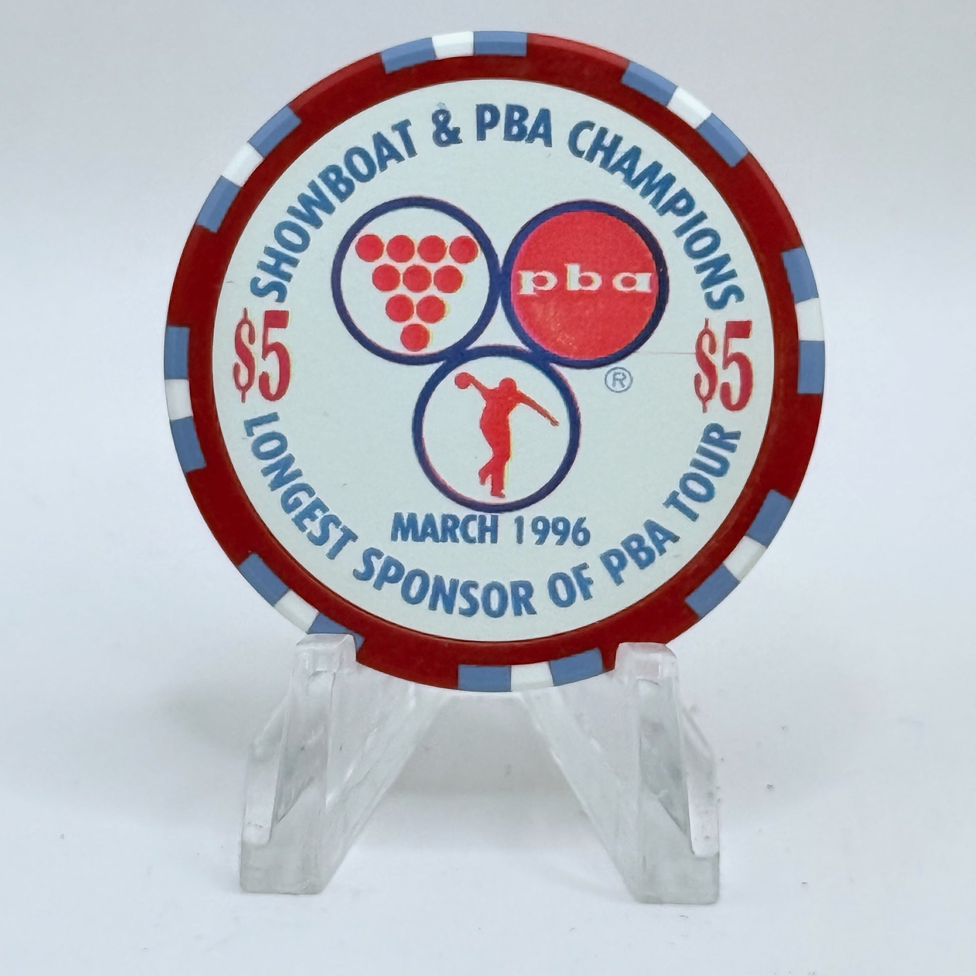 Showboat Las Vegas Nevada 1996 'Pba Bowler, Mark Roth' LE $5 Casino Chip N9074